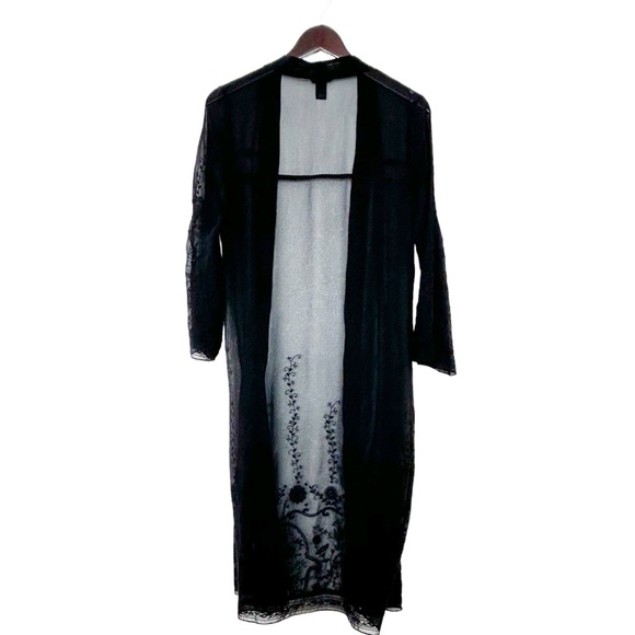 Forever 21 Tops - Forever 21 Sheer Black Long Sleeve Open Kimono Jacket